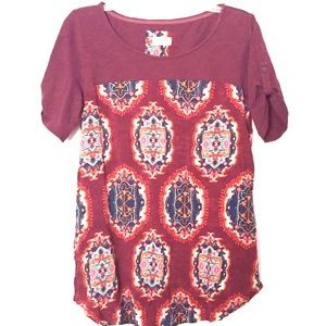 Anthropologie Meadow Rue Solvo Printed Top Red M